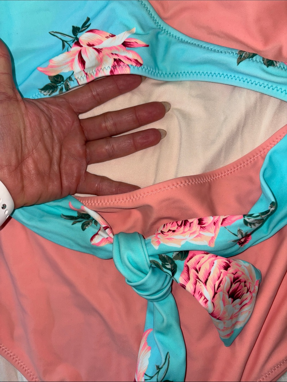 Cupshe Coral & Aqua Floral Cutout One-Piece Swimsuit - Picture 2 of 4